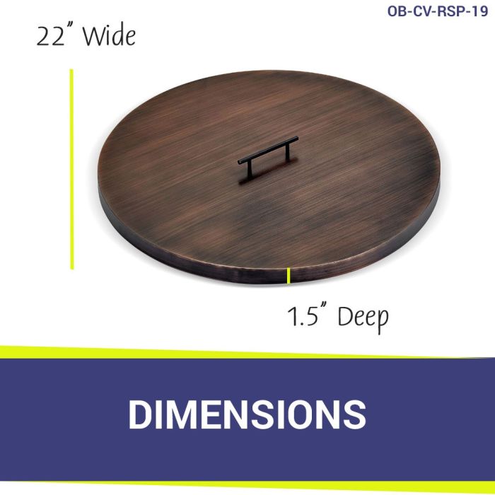 Oil rubbed bronze Stainless Steel Round Lid for Round Drop-In Fire Pit Pan - Majestic fountains