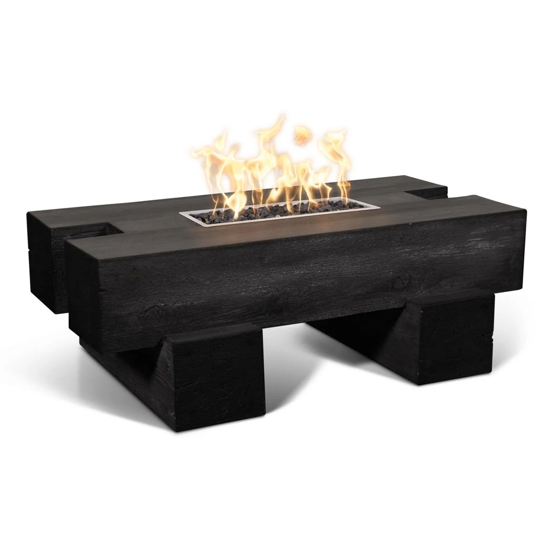 Palo Fire Pit in Wood Grain GFRC Concrete - Majestic Fountains