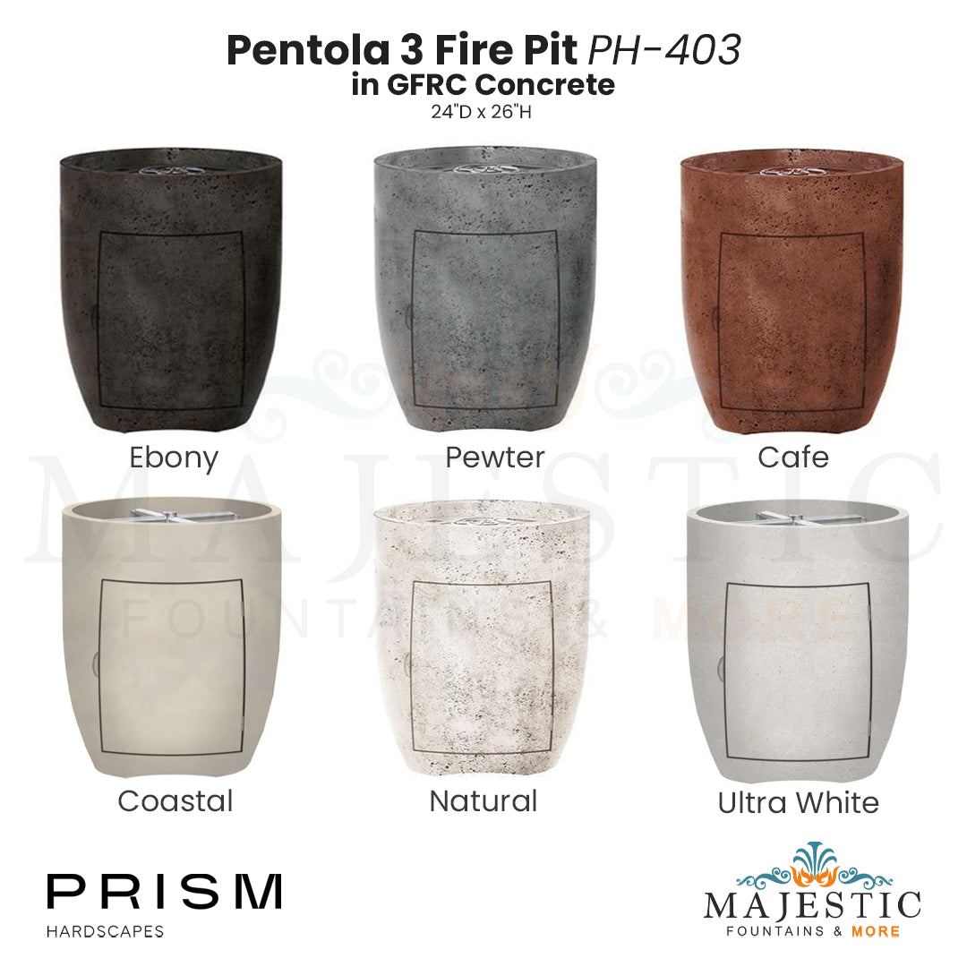 Pentola 3 Fire Table in GFRC Concrete by Prism Hardscapes - Majestic Fountains and More