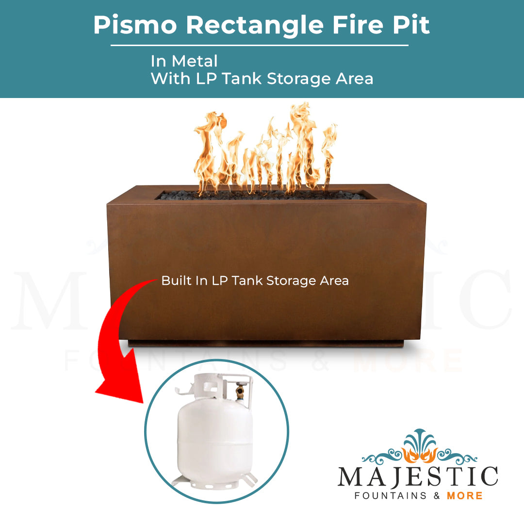 Pismo Rectangle Metal Fire Pit - Majestic Fountains