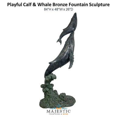 Playful Calf & Whale Bronze Fountain Sculpture - Majestic Fountains and More