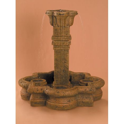 Plinth Column Fountain in Cast Stone - Fiore Stone 229-FSQ - Majestic Fountains and More