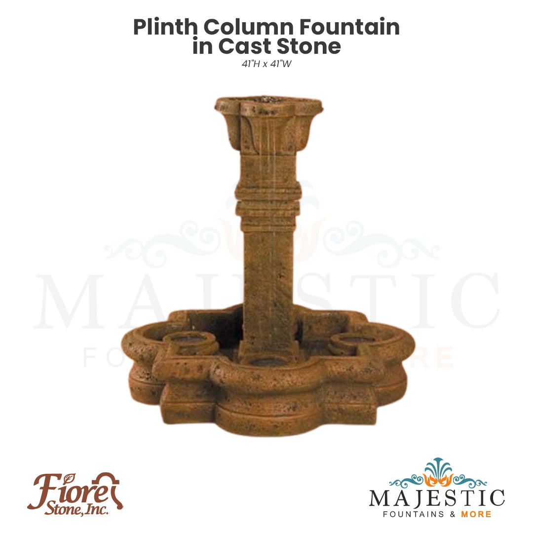 Plinth Column Fountain in Cast Stone - Fiore Stone 229-FSQ - Majestic Fountains and More