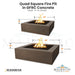 Quad Square Fire Pit in GFRC Concrete Size  - Majestic Fountains