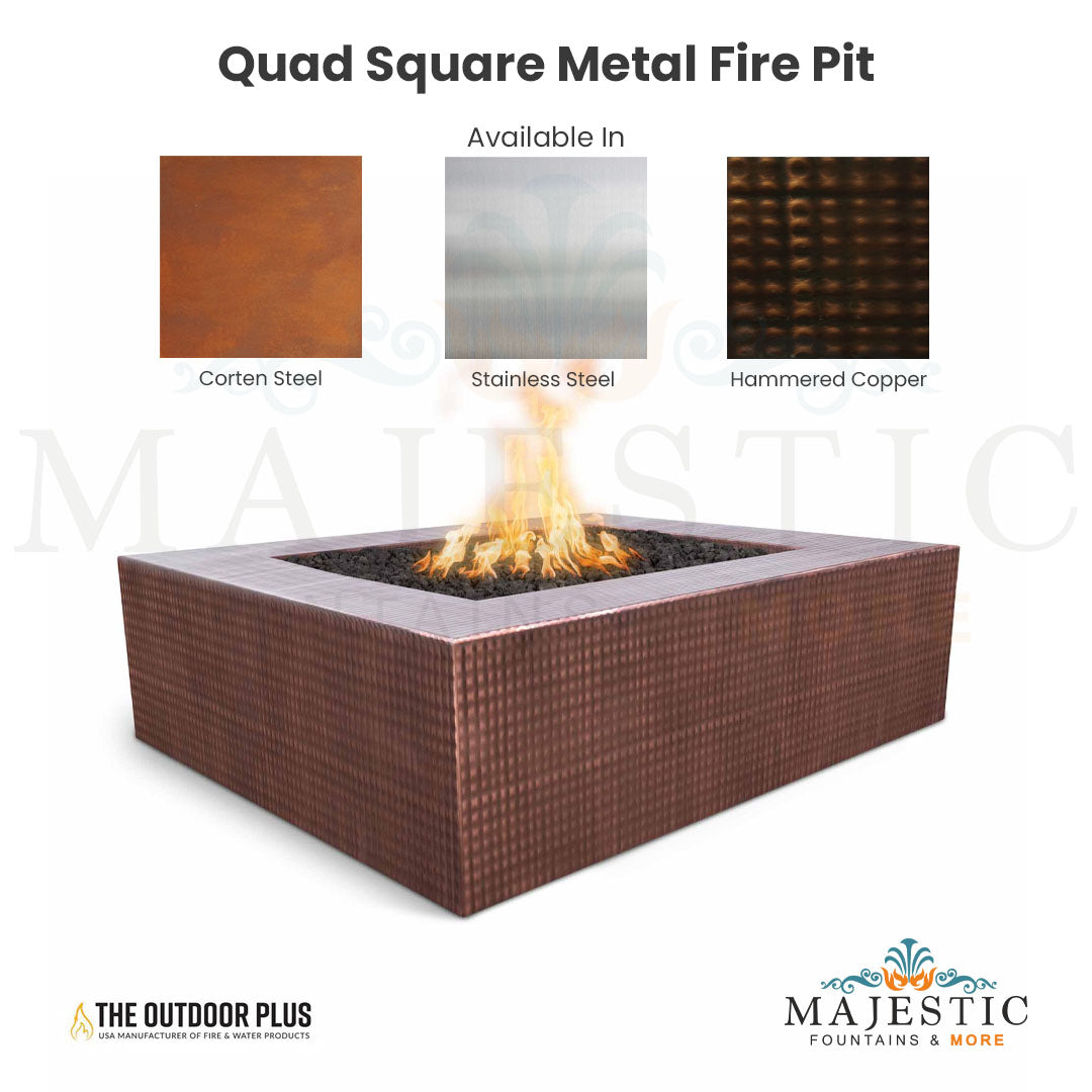 Quad Square Metal Fire Pit - Majestic Fountains