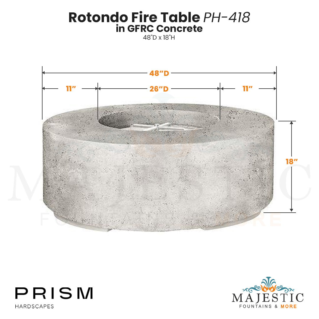 Rotondo Fire Table PH-418 in GFRC Concrete by Prism Hardscapes Size - Majestic Fountains and More