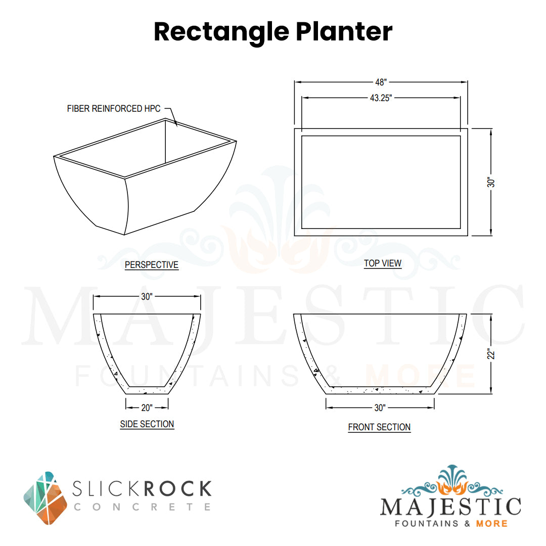 Rectangle Planter - Majestic Fountains