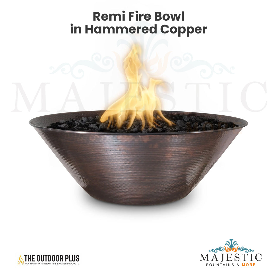 TOP Fires Remi Fire Bowl in Hammered Copper by The Outdoor Plus - Majestic Fountains