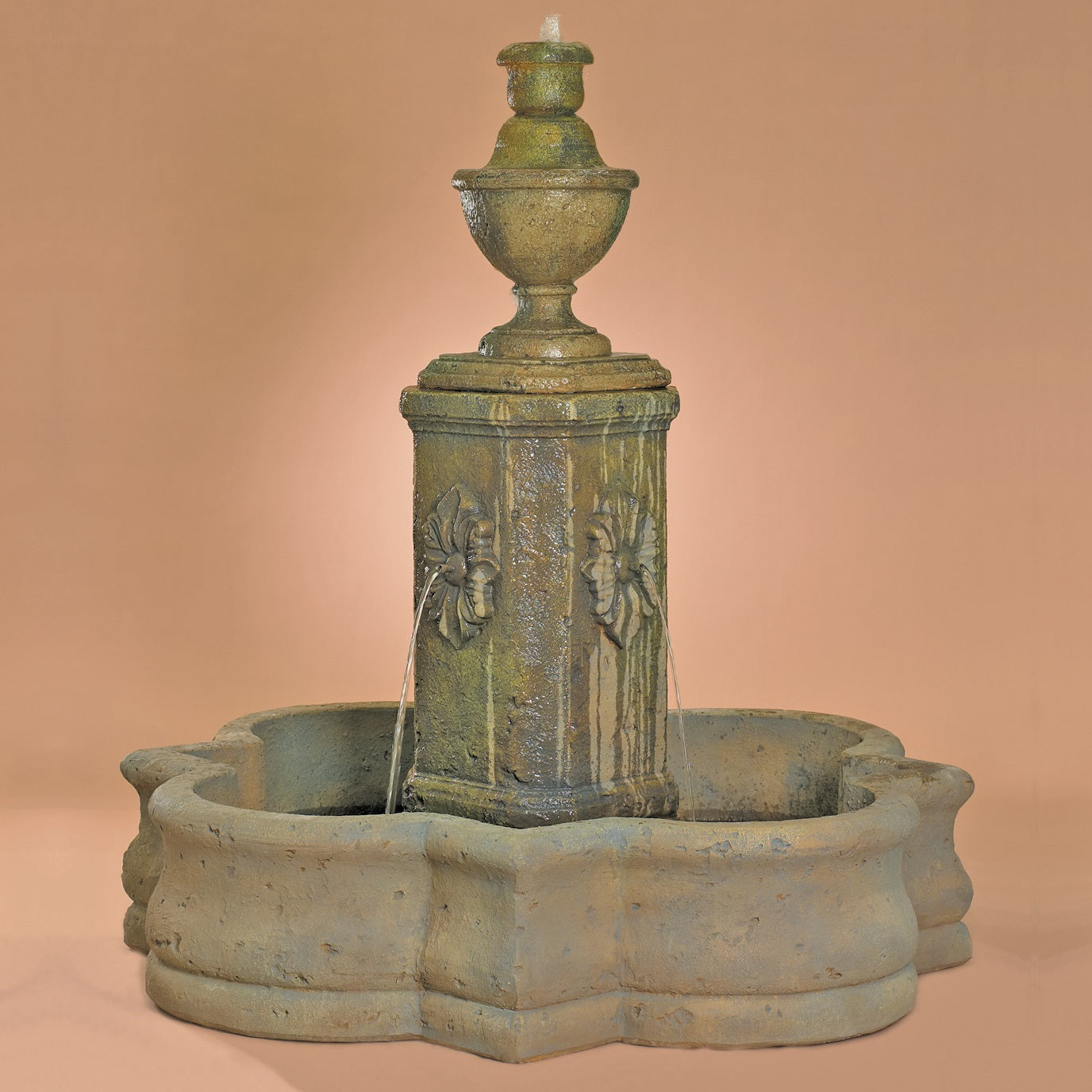 Rosatto Column Fountain in Cast Stone - Majestic Fountains and More