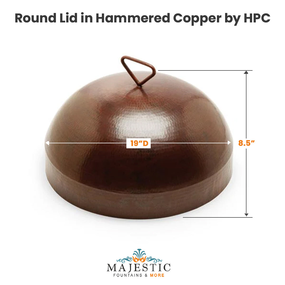 Round Lid in Hammered Copper by HPC  - Majestic Fountains and More