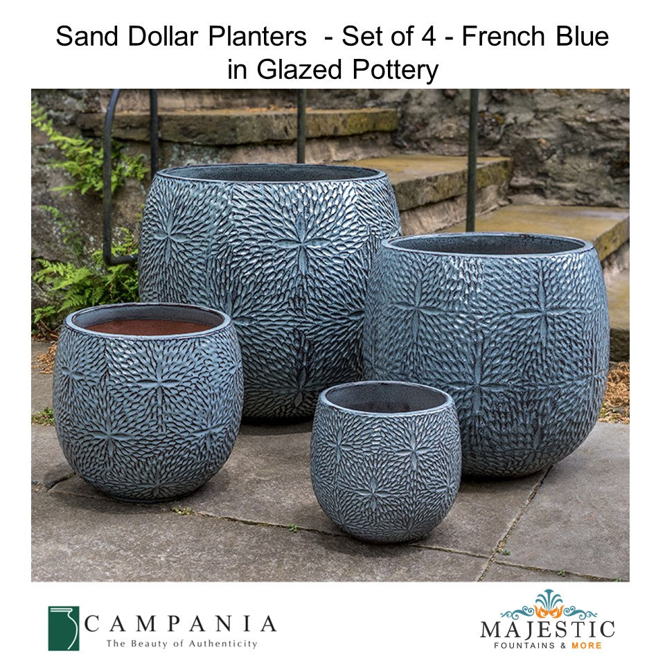 https://www.majesticfountains.com/cdn/shop/files/SandDollarPlanters-Setof4inGlazedPotteryByCampaniaInternational-MajesticFountains.jpg?v=1692794822