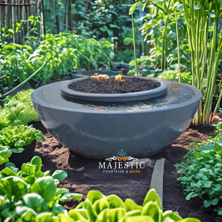 Serene 360 Spill Fire and Water Bowl Fountain Kit in GFRC Concrete - Majestic Fountains and More