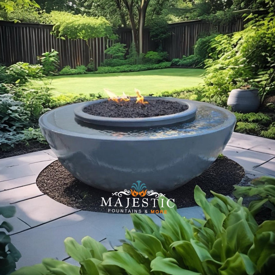 Serene 360 Spill Fire and Water Bowl Fountain Kit in GFRC Concrete - Majestic Fountains and More