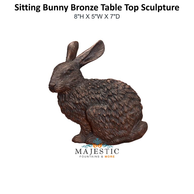 Sitting Bunny Bronze Table Top Sculpture