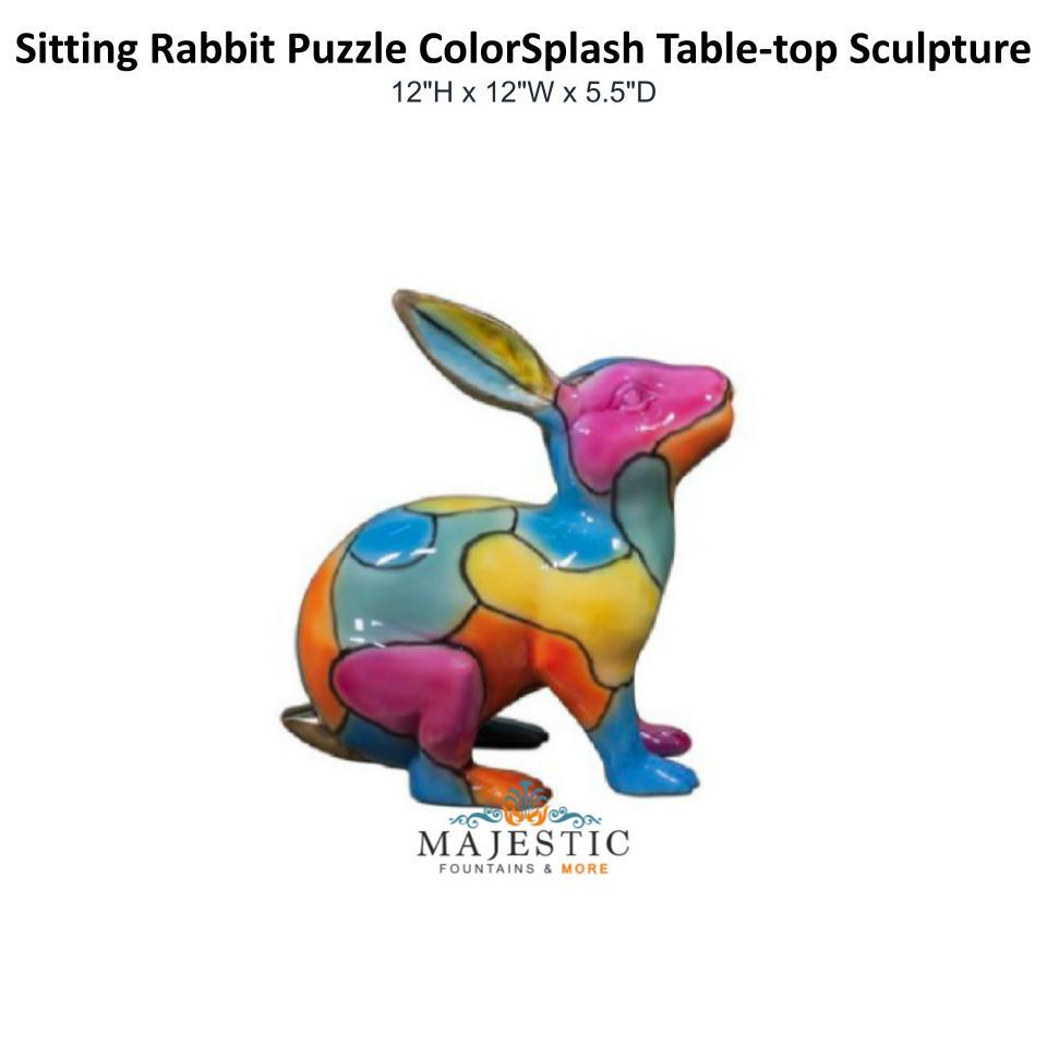 Sitting Rabbit Puzzle ColorSplash Table-top Sculpture - Majestic Fountains & More