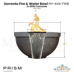 Sorrento Fire & Water Bowl PH-444-FWB in GFRC Size  - Majestic Fountains