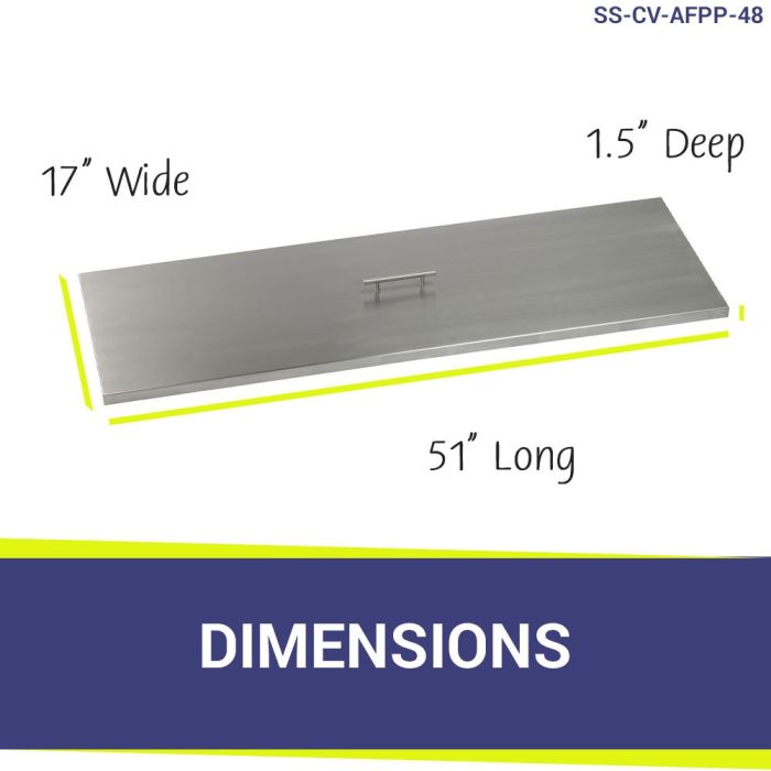 Stainless Steel Rectangular Lid for Rectangle Drop-In Fire Pit Pan - Majestic fountains