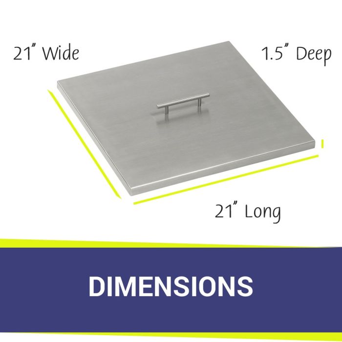 Stainless Steel Square Lid for Square Drop-In Fire Pit Pan -  Majestic Fountains