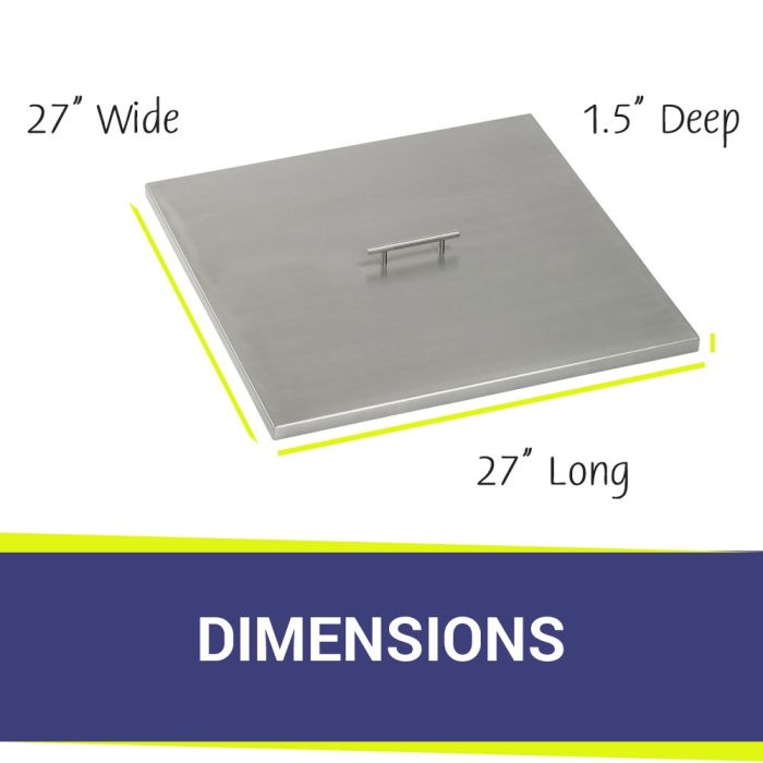 Stainless Steel Square Lid for Square Drop-In Fire Pit Pan -  Majestic Fountains