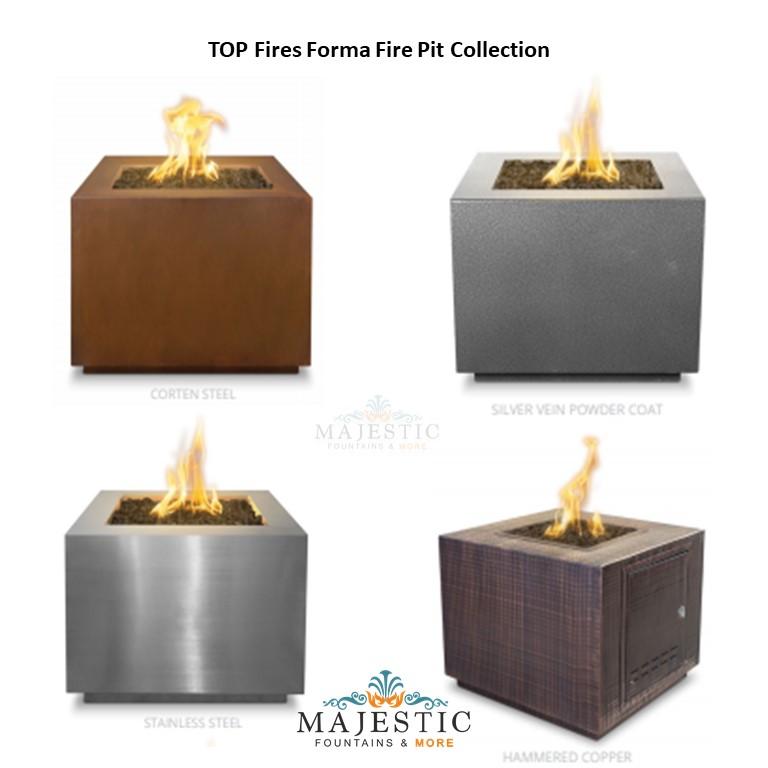 TOP Fires Forma Square Fire Pit in Corton Steel by The Outdoor Plus - Majestic Fountains