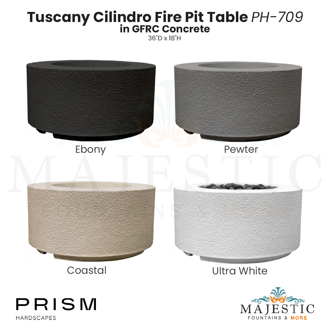 Tuscany Cilindro Fire Pit Table PH-709 in GFRC Concrete by Prism Hardscapes - Majestic Fountains adn More