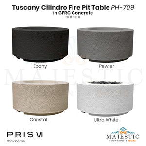 Tuscany Cilindro Fire Pit Table PH-709 in GFRC Concrete by Prism Hardscapes - Majestic Fountains adn More