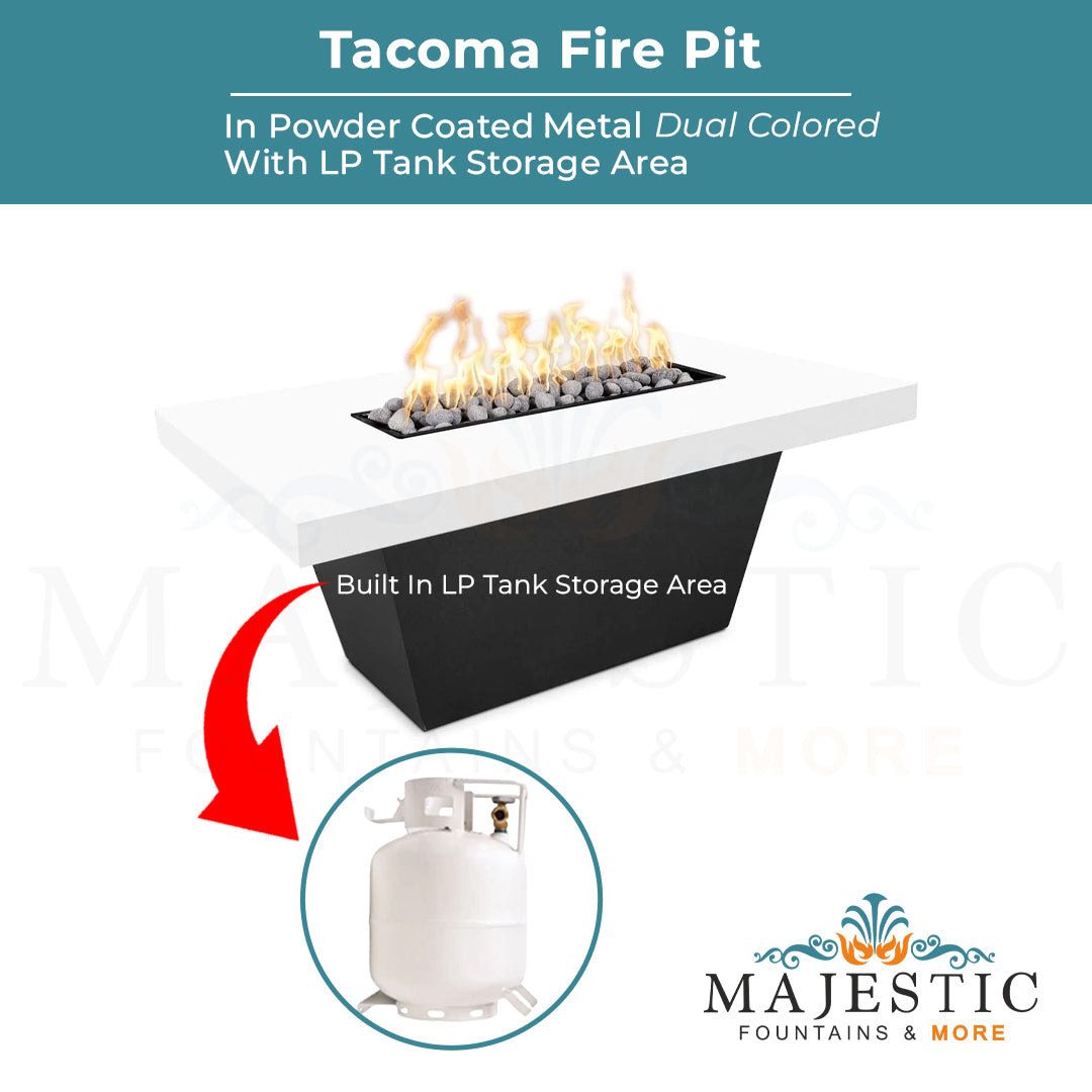 Tacoma Fire Pit in Dual Colored Powder Coated Metal - Majestic Fountains