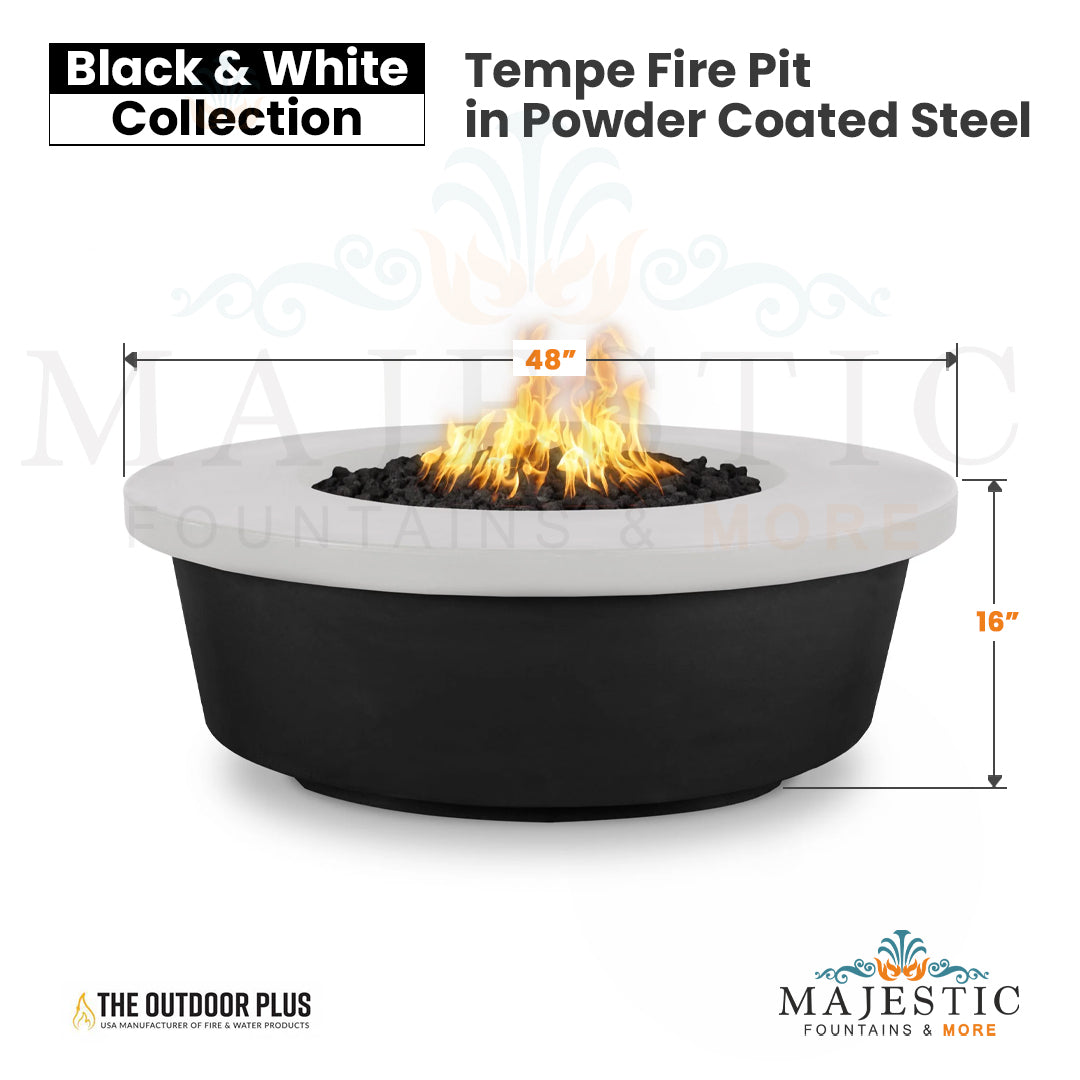 Tempe Fire Pit in Powder Coated Steel Size - Majestic Fountains