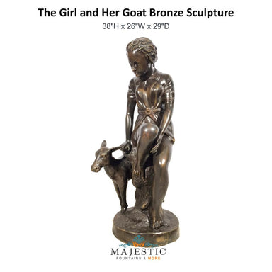 The Lady and her Goat Bronze Sculpture - Majestic Fountains & More