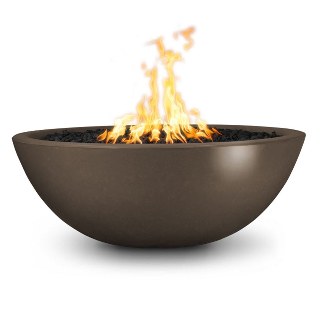 Sedona Narrow Ledge Round Fire Pit in GFRC Concrete - Majestic Fountains