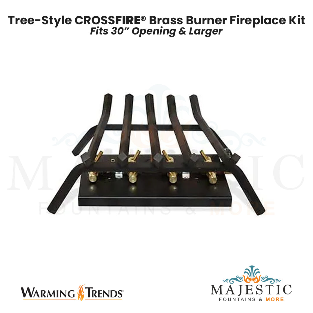 Tree-Style CROSSFIRE® Brass Burner Outdoor FirePlace Kit for 30" Opening by Warming Trends - Majestic Fountains and More