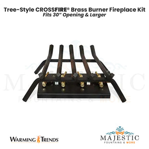 Tree-Style CROSSFIRE® Brass Burner Outdoor FirePlace Kit for 30" Opening by Warming Trends - Majestic Fountains and More