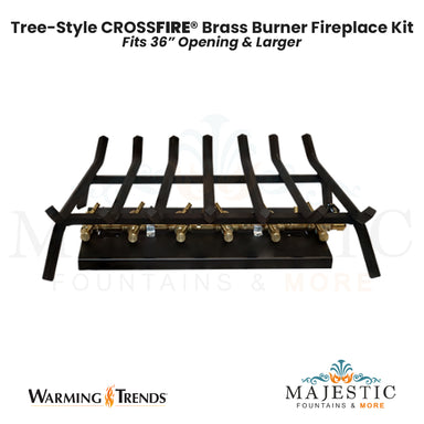 Tree-Style CROSSFIRE® Brass Burner Outdoor FirePlace Kit for 36" Opening by Warming Trends - Majestic Fountains and More