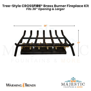 Tree-Style CROSSFIRE® Brass Burner Outdoor FirePlace Kit for 36" Opening by Warming Trends - Majestic Fountains and More