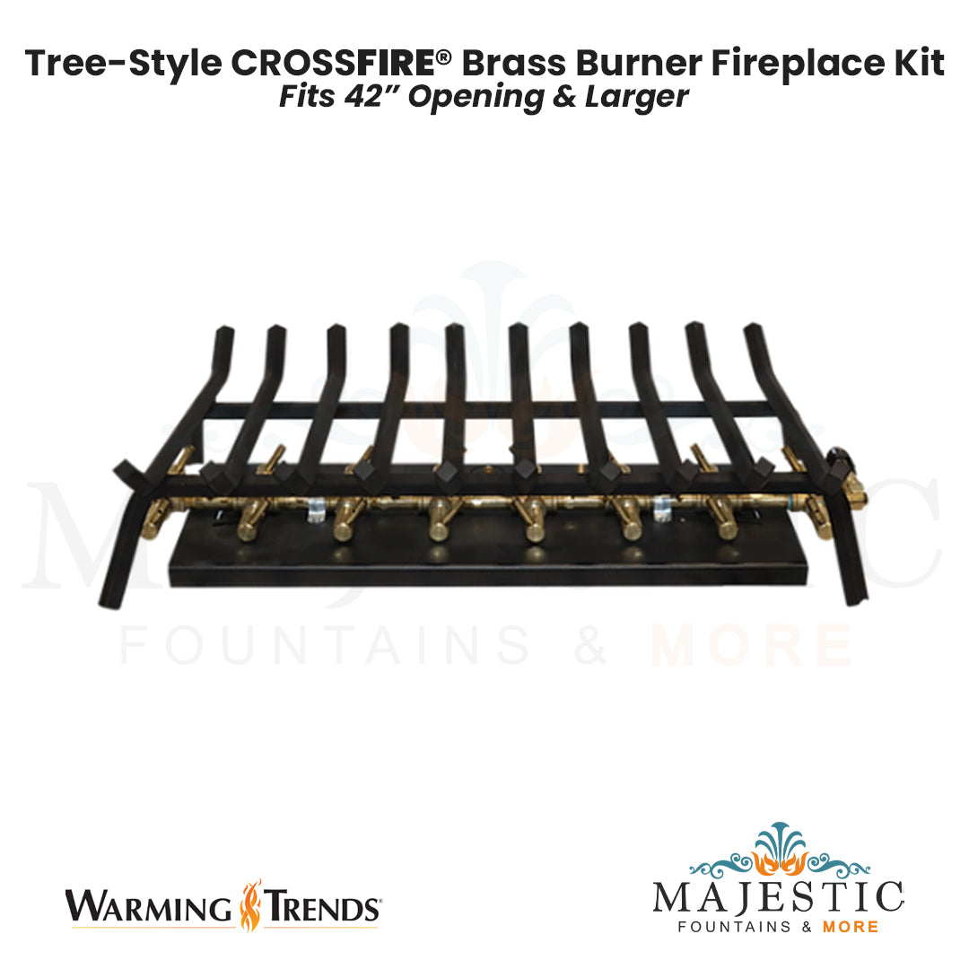 Tree-Style CROSSFIRE® Brass Burner Outdoor FirePlace Kit for 42" Opening by Warming Trends - Majestic Fountains and More