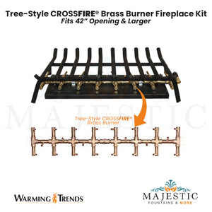 Tree-Style CROSSFIRE® Brass Burner Outdoor FirePlace Kit for 42" Opening by Warming Trends - Majestic Fountains and More