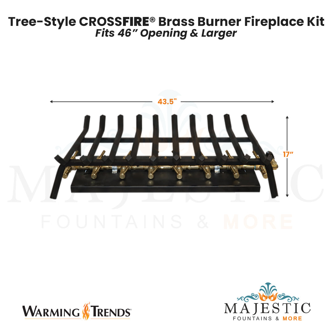 Tree-Style CROSSFIRE® Brass Burner Outdoor FirePlace Kit for 46" Opening by Warming Trends - Majestic Fountains and More