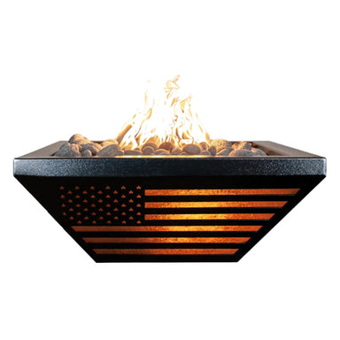 USA Flag Lighthouse Fire Bowl in Powder Coated Metal - Majestic Fountains