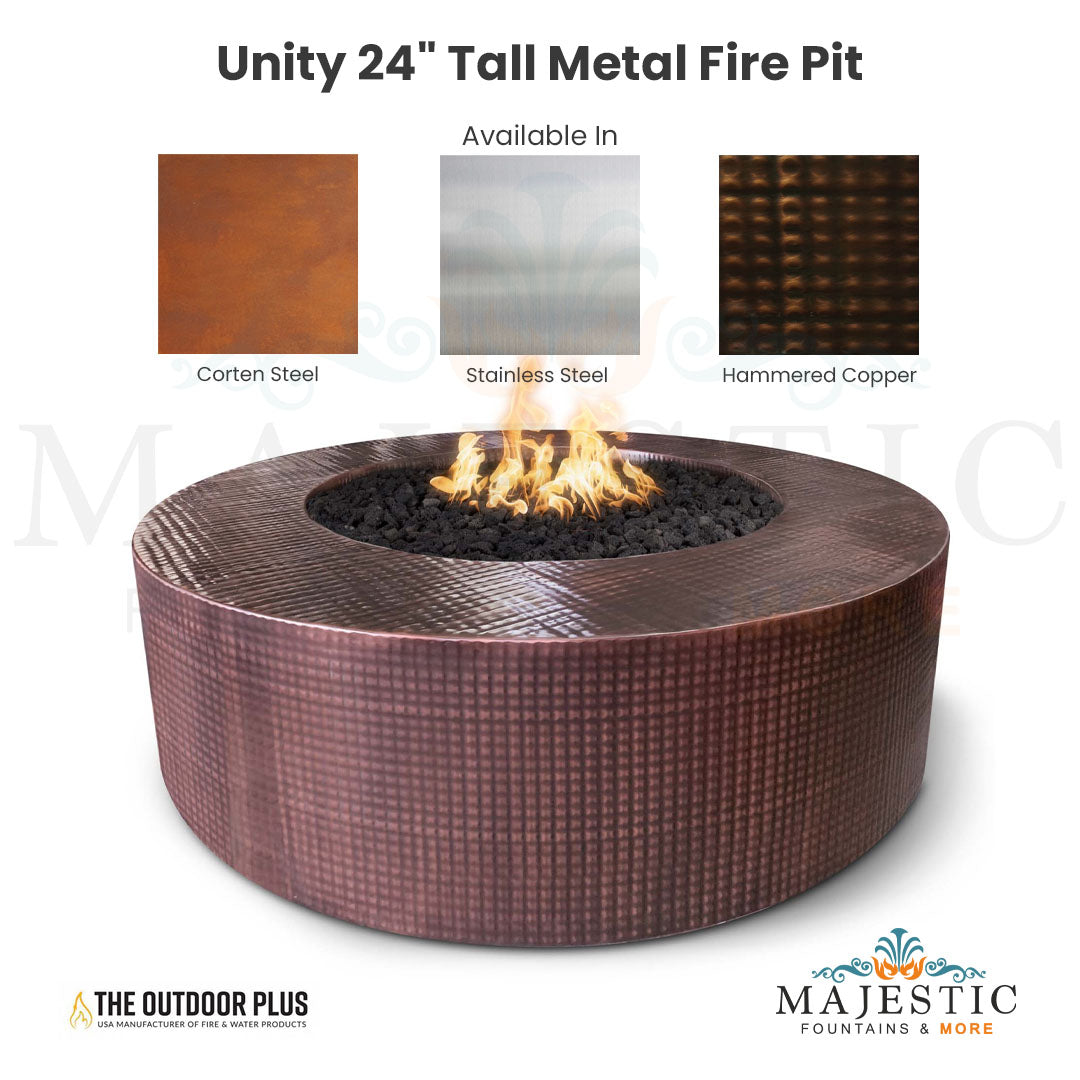 Unity 24 Tall Metal Fire Pit - Majestic Fountains and More