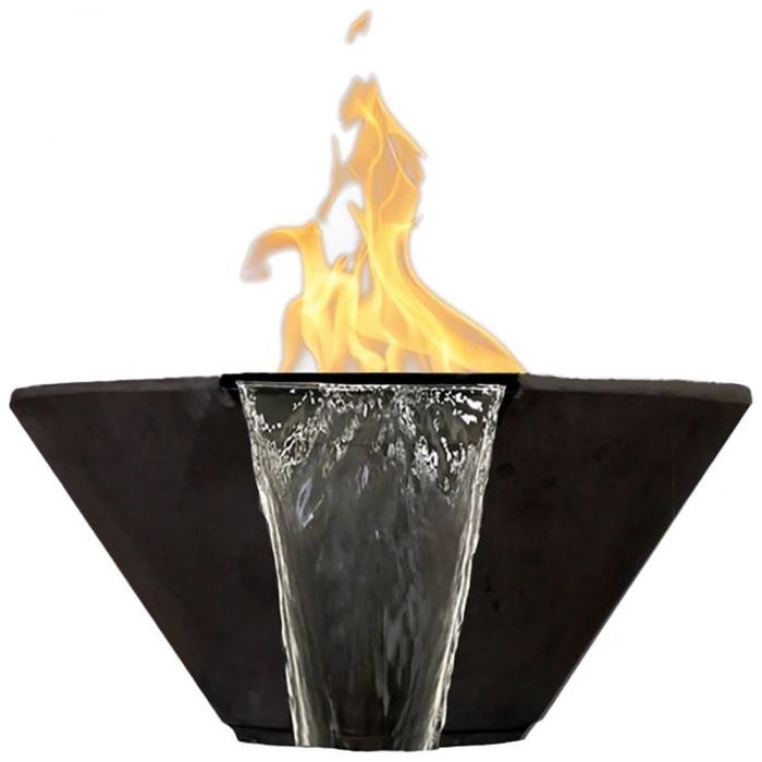 Verona 2 Fire & Water Bowl in GFRC Concrete by Prism Hardscapes - Majestic Fountains and More.