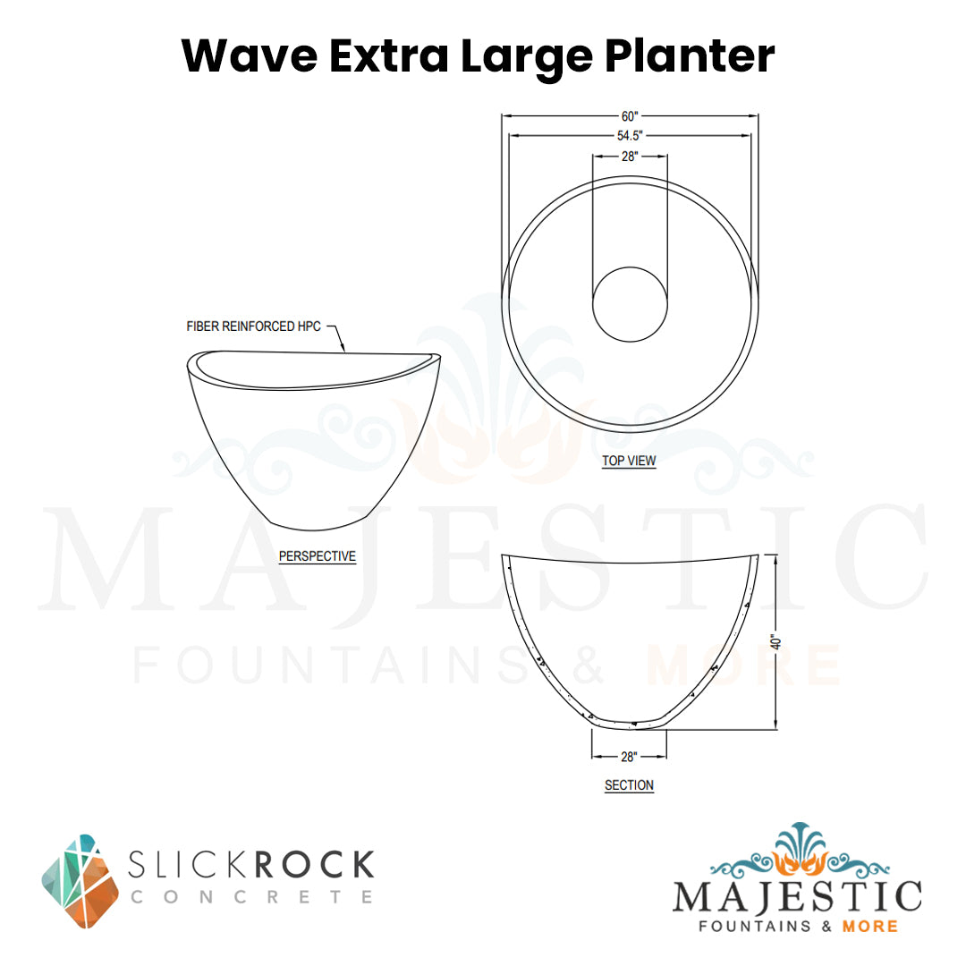 Wave Extra Large Planter  - Majestic Fountains