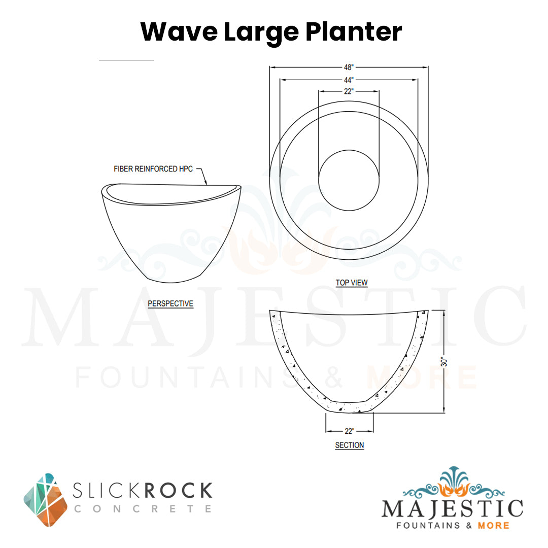 Wave Large Planter - Majestic Fountains
