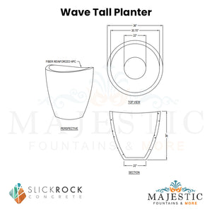 Wave Tall Planter - Majestic Fountains