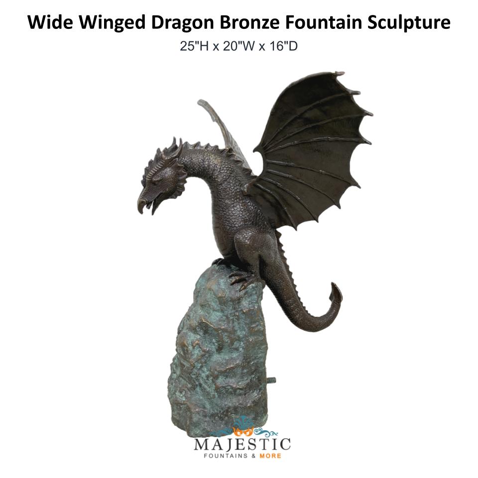 Wide Winged Dragon Bronze Fountain Sculpture - Majestic Fountains & More