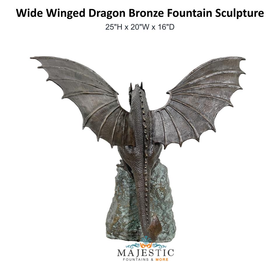 Wide Winged Dragon Bronze Fountain Sculpture - Majestic Fountains & More