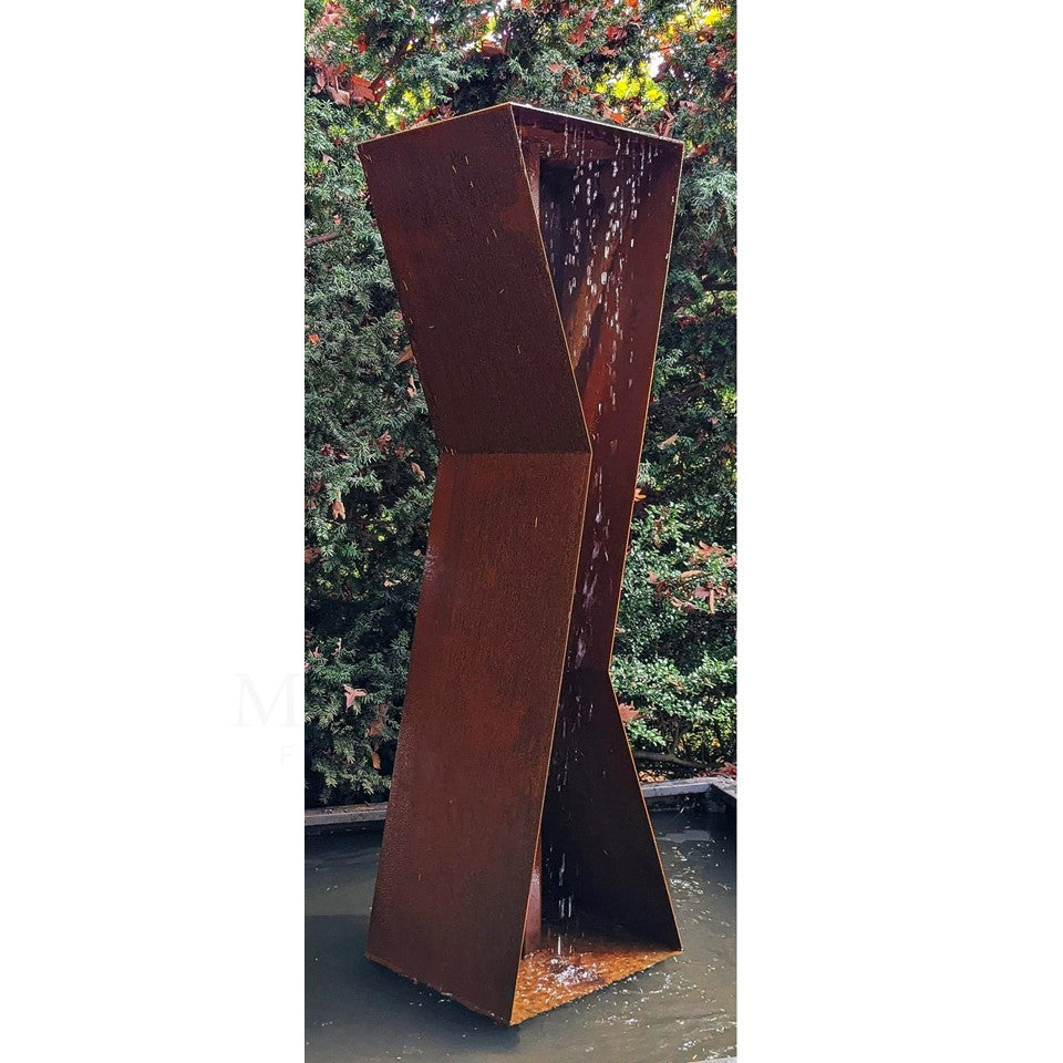 Zen K3 Tall 92H Fountain in Corten Steel - Majestic Fountains and More.