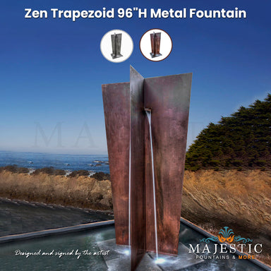 Zen Trapezoid 96"H Metal Fountain - Majestic Fountains and More