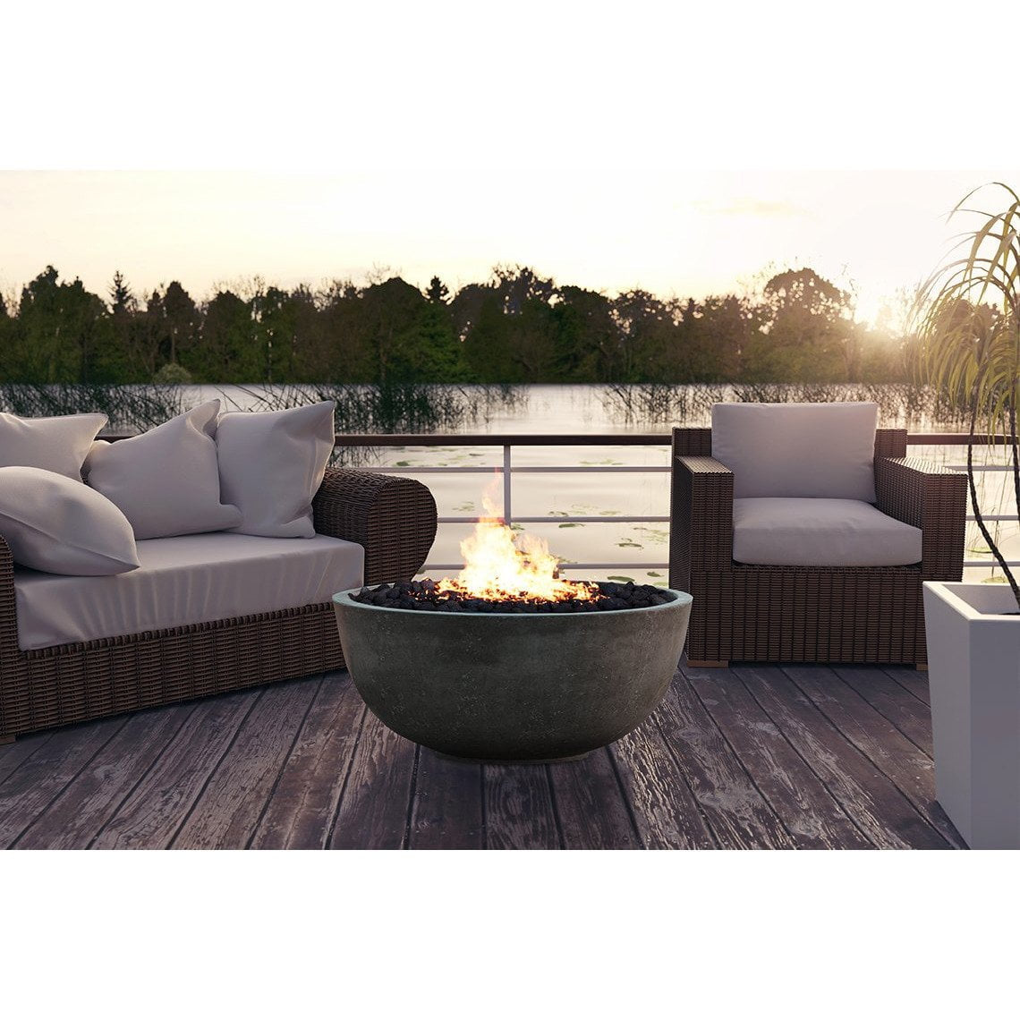 Moderno 1 Fire Table in GFRC Concrete by Prism Hardscapes - Majestic Fountains and More