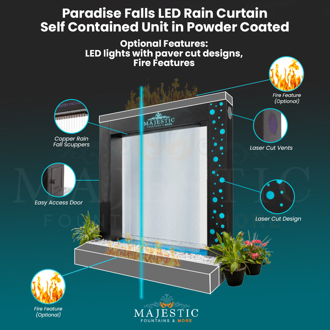 Paradise Falls Rain Curtain – Self Contained Unit in Powder Coated 