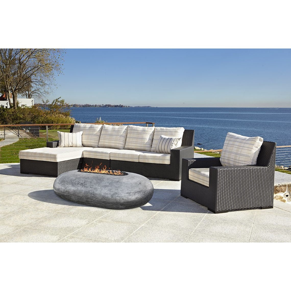 Pebble Fire Table in GFRC Concrete by Prism Hardscapes - Majestic Fountains and More